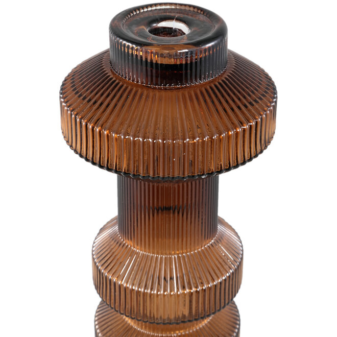 Glazen Kandelaar Galinda M, bruin H60cm