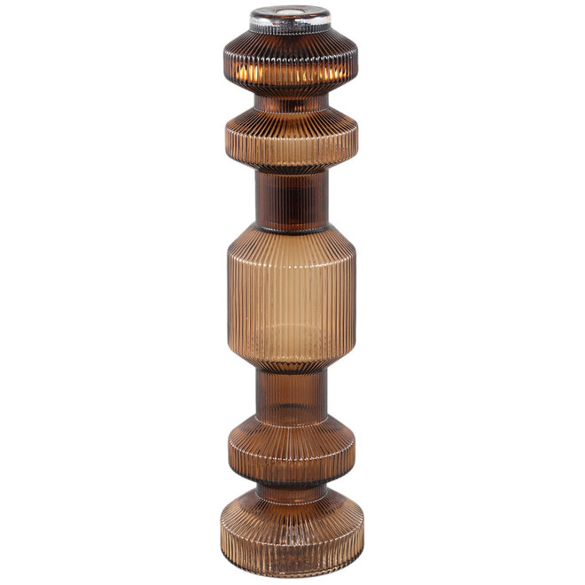 Glazen Kandelaar Galinda S, bruin H49cm