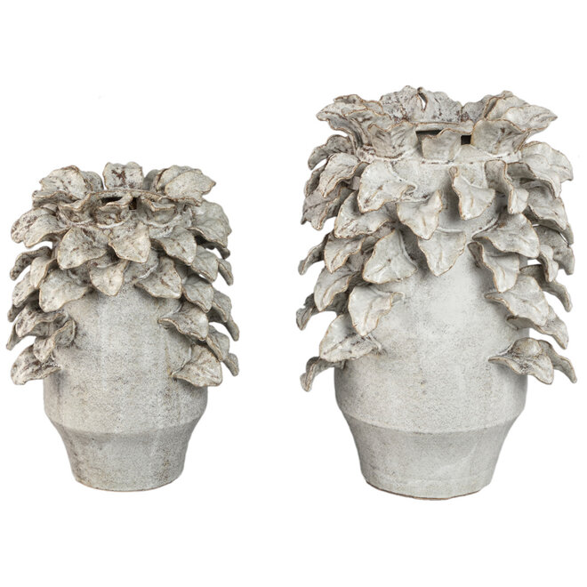 Vaas Verda M, keramiek beige, bruin, H42cm