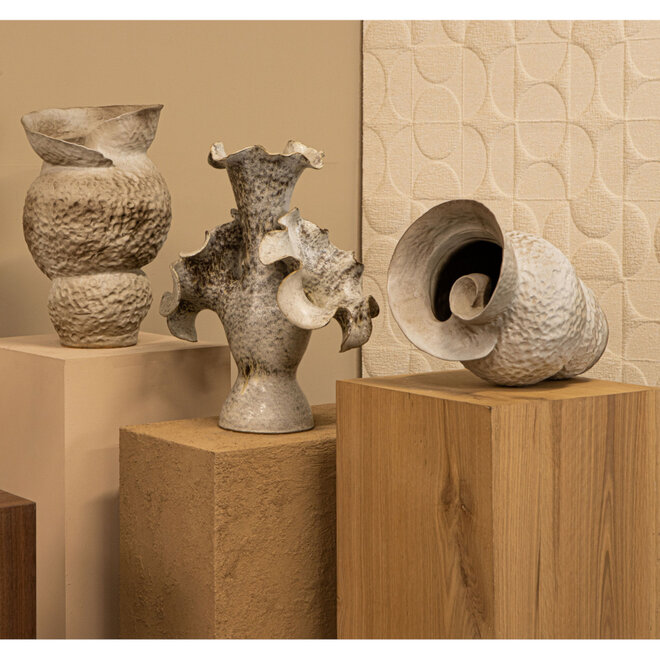 Vaas Isidro, keramiek beige, bruin, H50cm