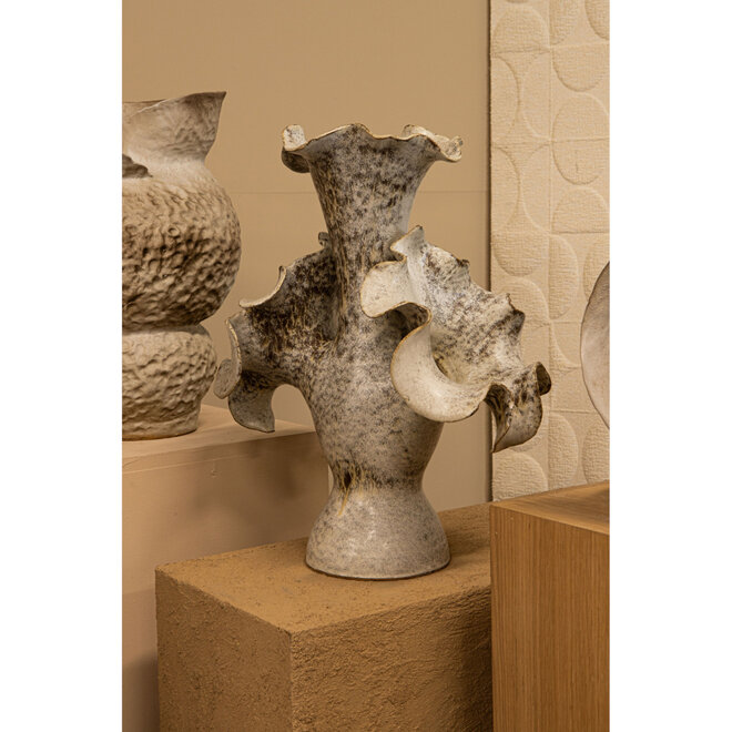 Vaas Isidro, keramiek beige, bruin, H50cm