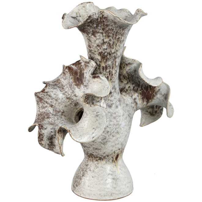 Vaas Isidro, keramiek beige, bruin, H50cm