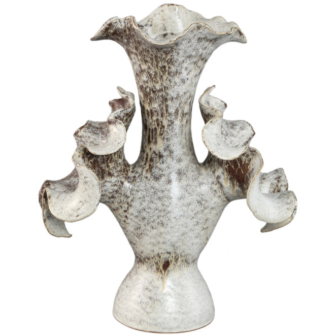 Vaas Isidro, keramiek beige, bruin, H50cm