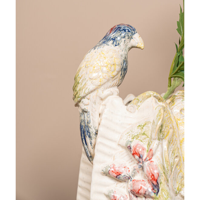 Vaas Papegaai Rialey, keramiek crème, H35cm