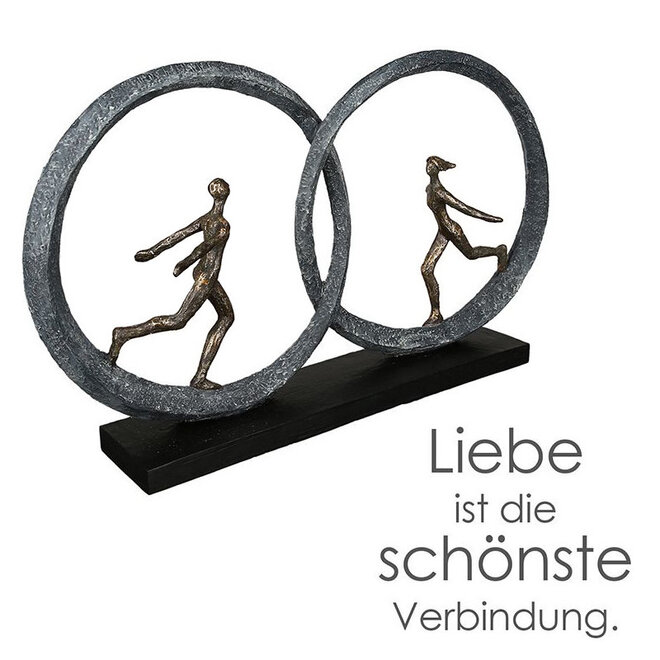 Figuur 'So in Love', polyresin, antique bronze finish, H29cm