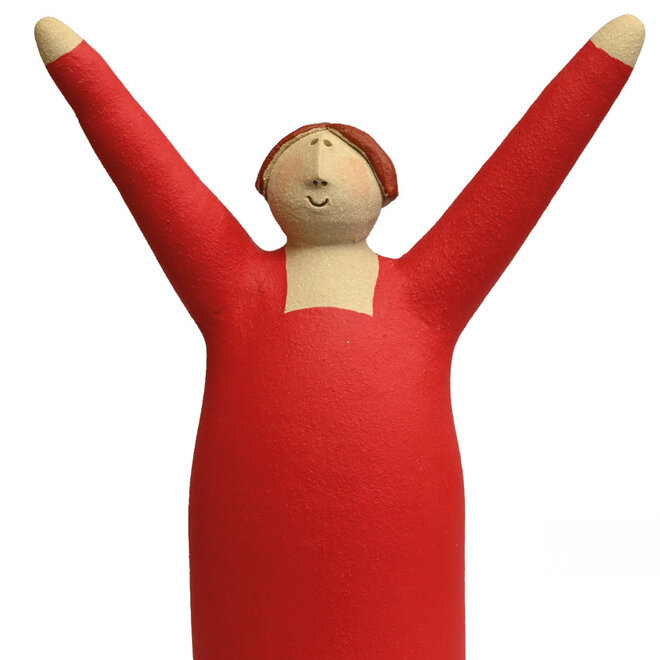 Vrolijke Vrouw, Freudenmädchen, Keramiek kersenrood H27cm