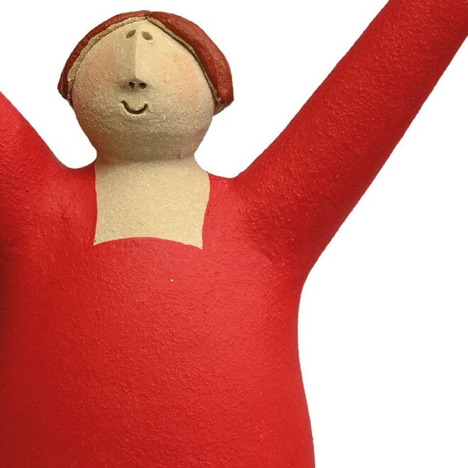 Vrolijke Vrouw, Freudenmädchen, Keramiek kersenrood H27cm