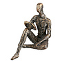 Figuur 'Reading', polyresin, antique bronze finish, H14cm