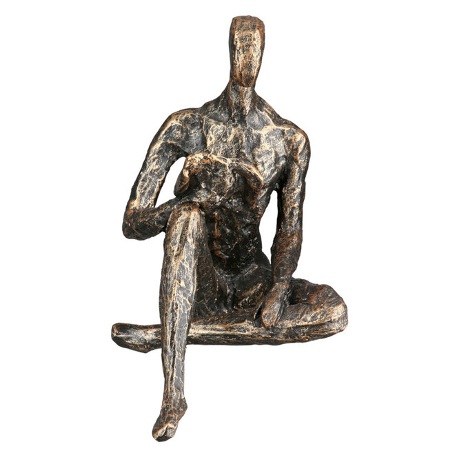 Figuur 'Reading', polyresin, antique bronze finish, H14cm