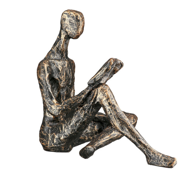 Figuur 'Reading', polyresin, antique bronze finish, H14cm