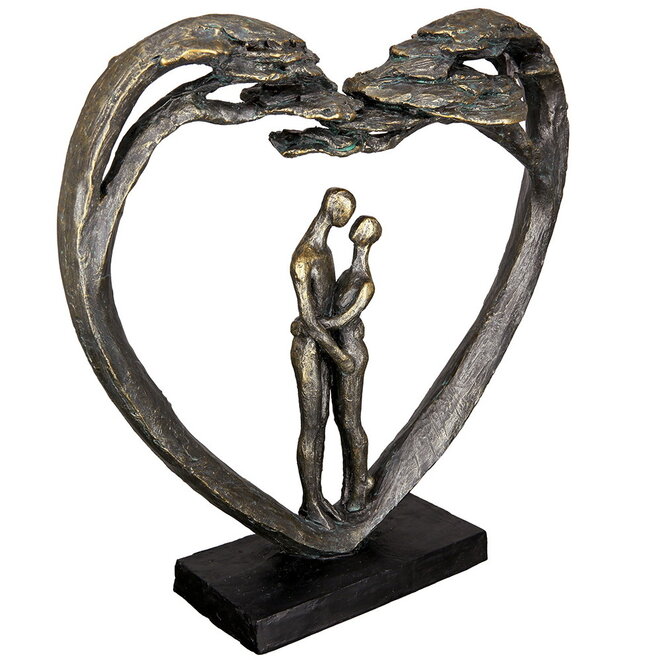Figuur 'Love Tree', polyresin, antique bronze finish, H32cm
