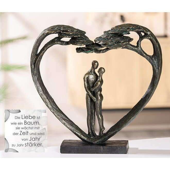 Figuur 'Love Tree', polyresin, antique bronze finish, H32cm
