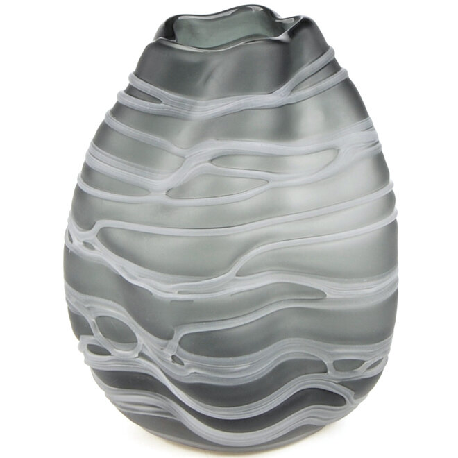 Glazen Vaas Strop, grijs H25cm