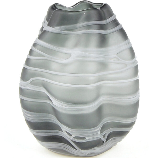 Glazen Vaas Strop, grijs H25cm