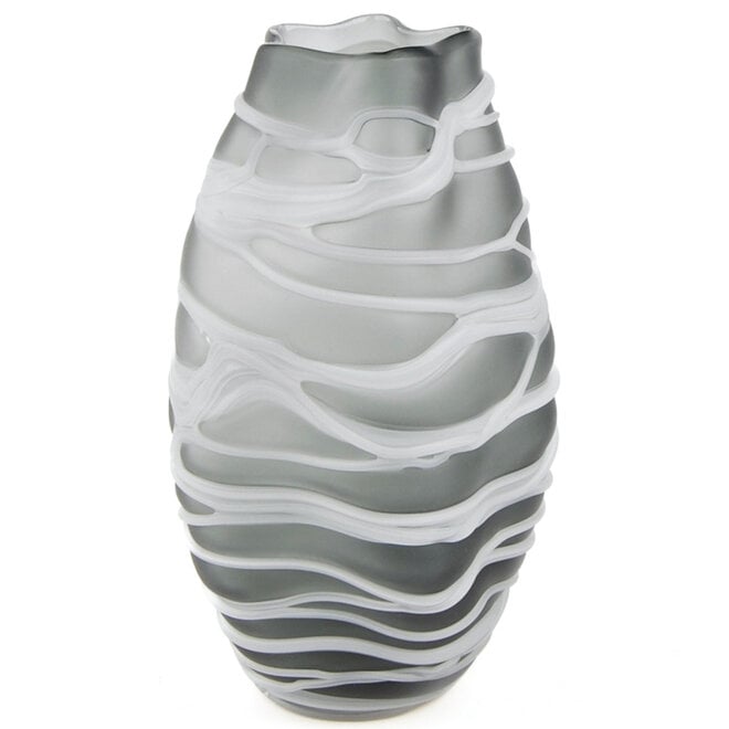 Glazen Vaas Strop grijs H30cm