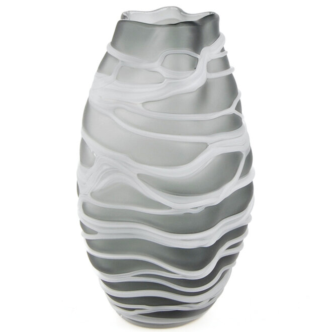 Glazen Vaas Strop grijs H30cm