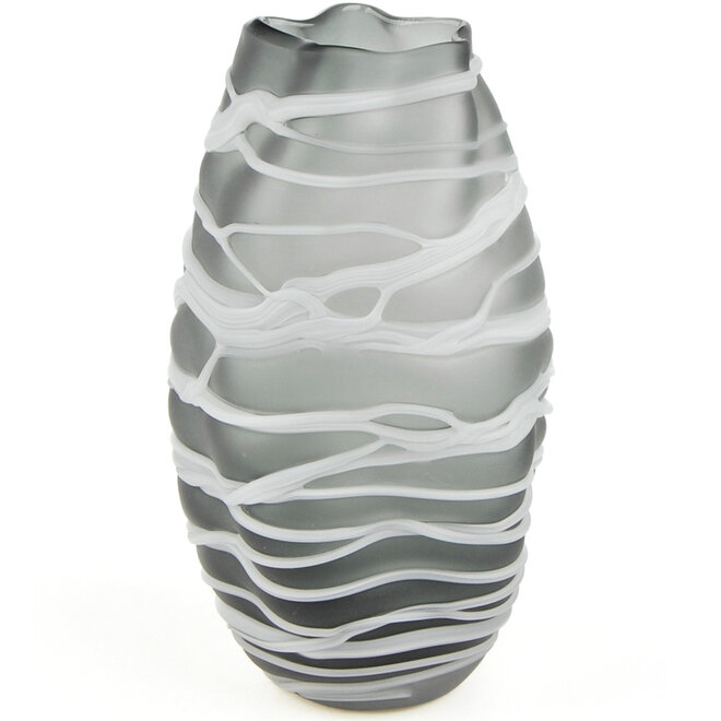 Glazen Vaas Strop grijs H30cm