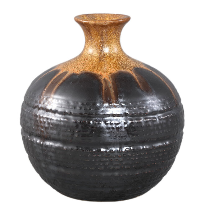 Keramieken bolvaas Darlan S, bruin H17cm