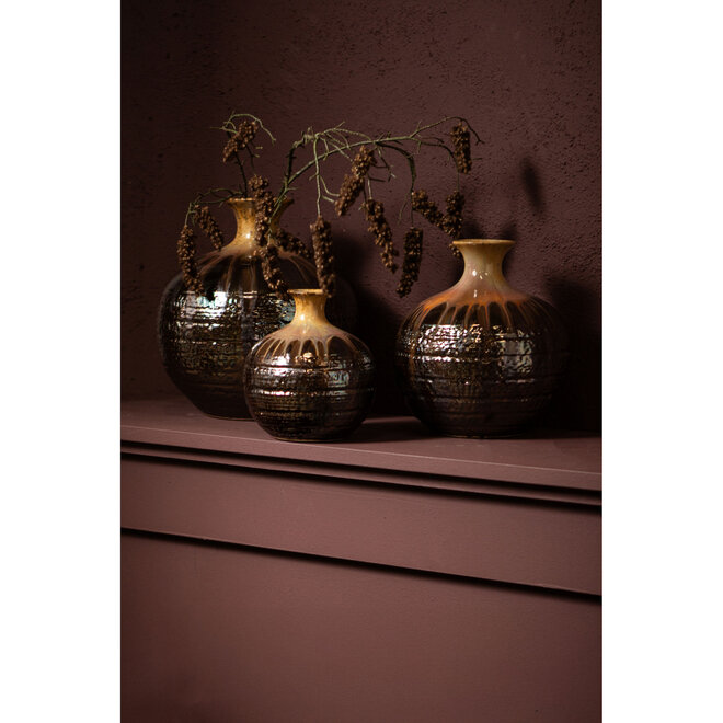 Keramieken bolvaas Darlan S, bruin H17cm