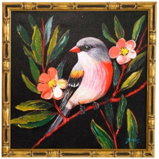 Canvas schilderij Birdy 'B' 40x40cm