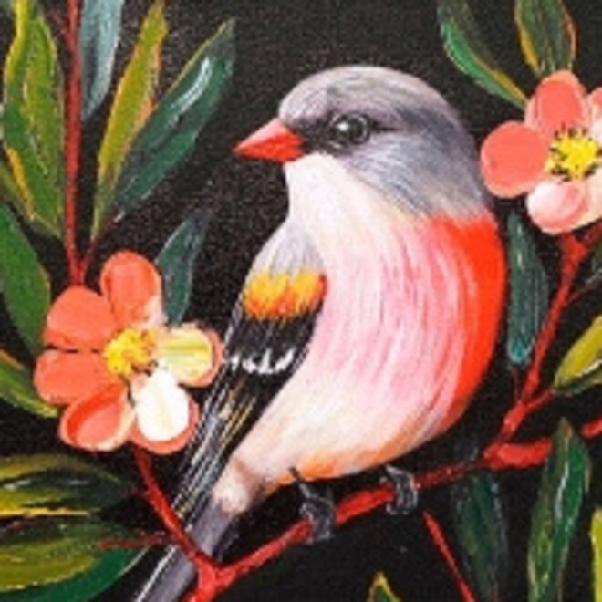 Canvas schilderij Birdy 'B' 40x40cm