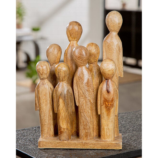 Sculptuur 'A Big Family', hout, H28cm