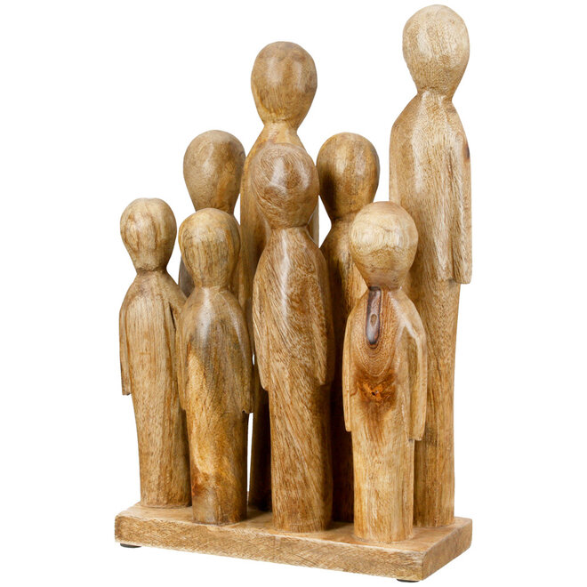 Sculptuur 'Big Family', hout H28cm