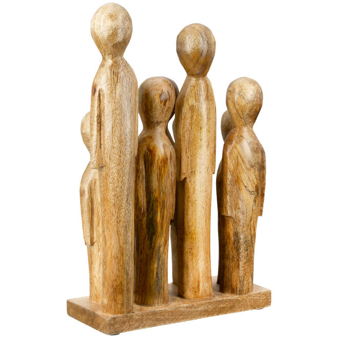 Sculptuur 'Big Family', hout H28cm