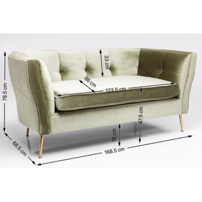 Sofa Rimini Groen 2- zits 168cm