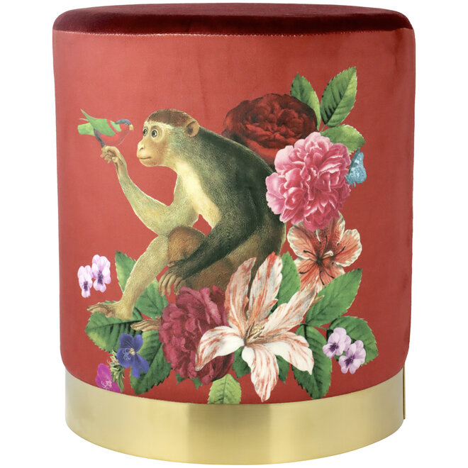 Poef Monkey Flowers H37cm