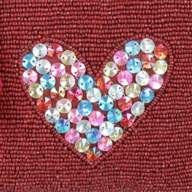 Fashion Opberg Rits Tasje / Etui Hearts Bordeauxrood "A"