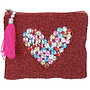 Fashion Opberg Rits Tasje / Etui Hearts Bordeauxrood "A"