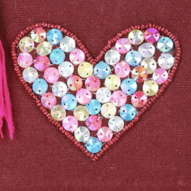 Fashion Opberg Rits Tasje / Etui Hearts Bordeauxrood "B"