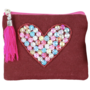 Fashion Opberg Rits Tasje / Etui Hearts Bordeauxrood "B"