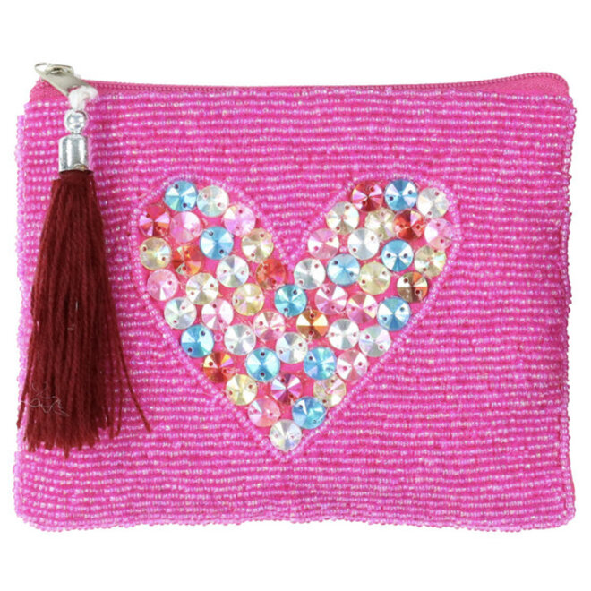 Fashion Opberg Rits Tasje / Etui Hearts Roze "A"