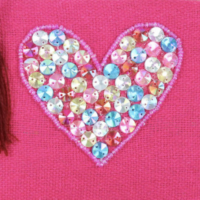 Fashion Opberg Rits Tasje / Etui Hearts Roze "B"