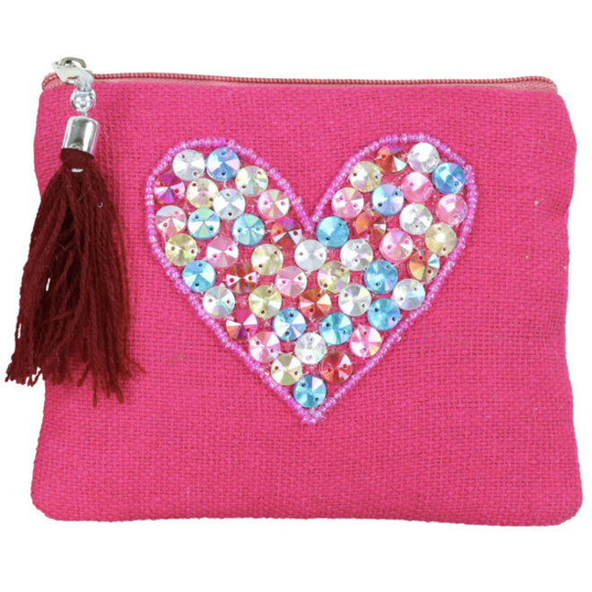 Fashion Opberg Rits Tasje / Etui Hearts Roze "B"