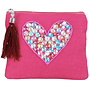 Fashion Opberg Rits Tasje / Etui Hearts Roze "B"