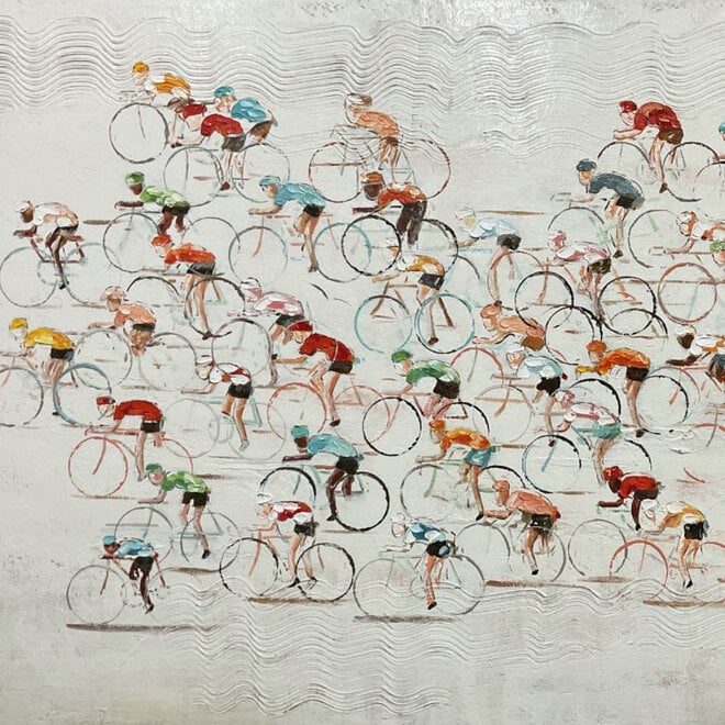 Canvas schilderij Wielrenners 90x140