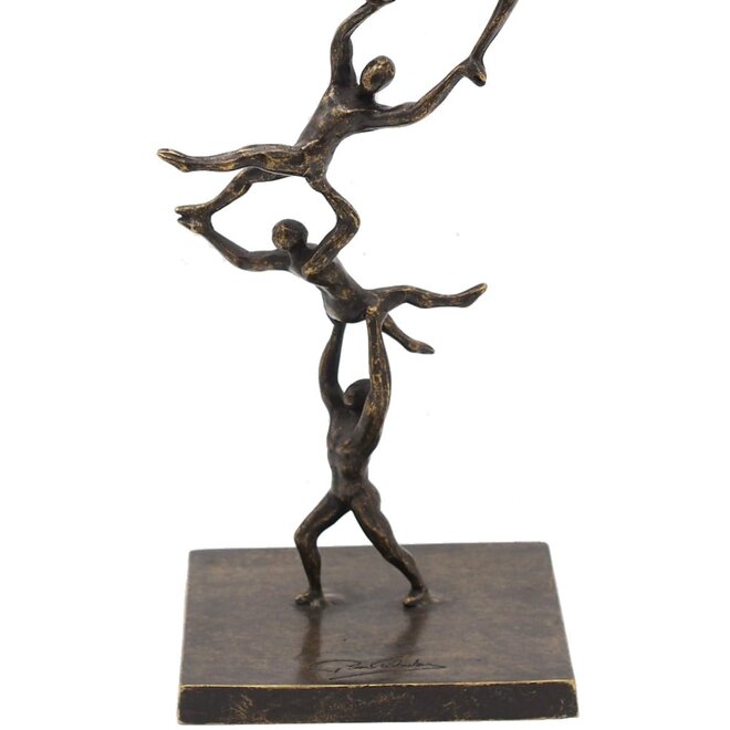Volledig bronzen beeld 'Together to the top' H78cm