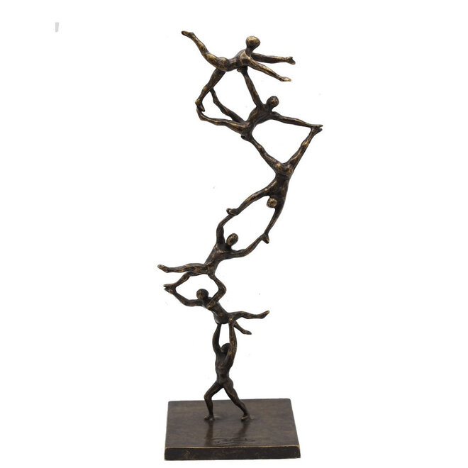 Volledig bronzen beeld 'Together to the top' H46cm