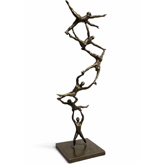 Volledig bronzen beeld 'Together to the top' H46cm