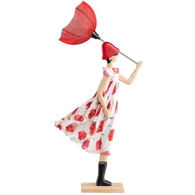 Tafellamp Paraplu dame Myrrina, Kastanjehout