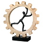 Sculptuur 'Gear', mangohout, aluminium, H36cm