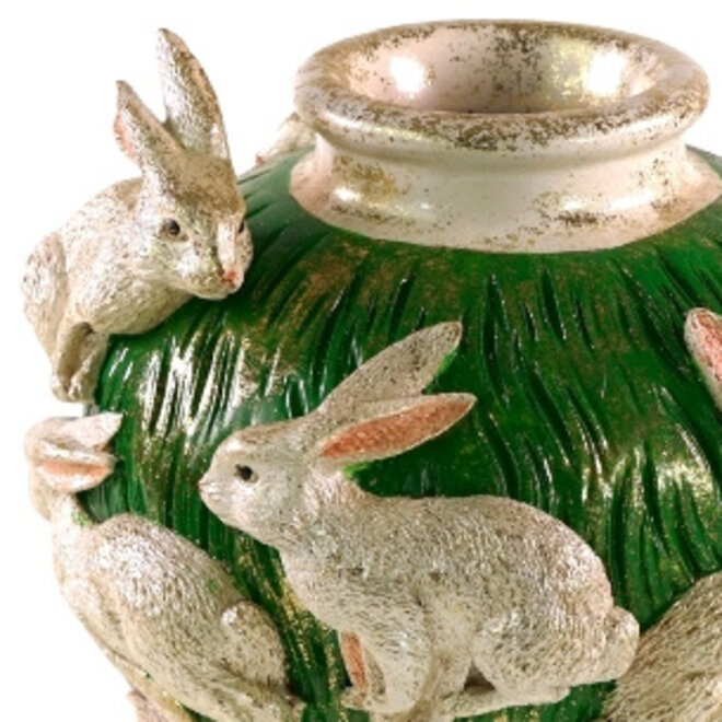 Deco Vaas Konijnen, groen H25cm