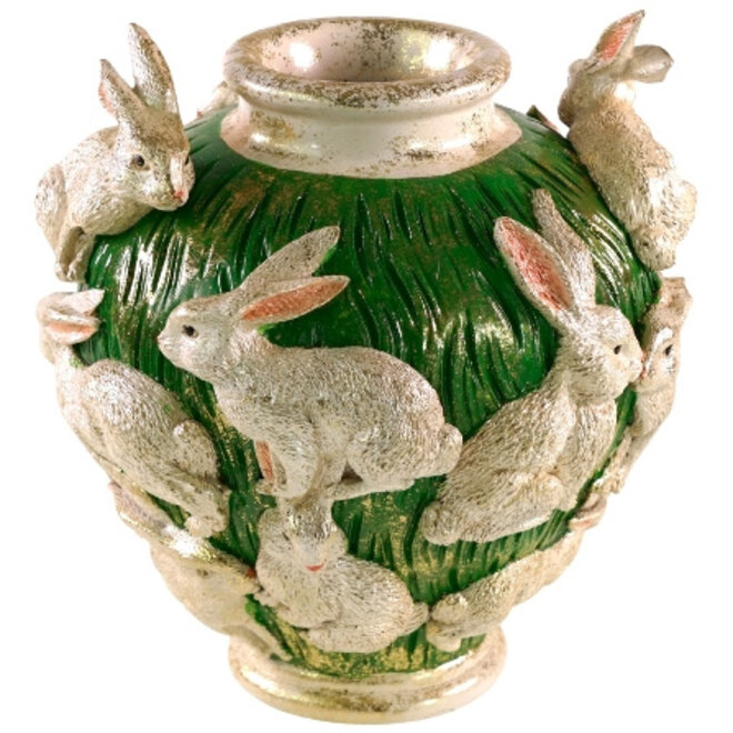 Deco Vaas Konijnen, groen H25cm