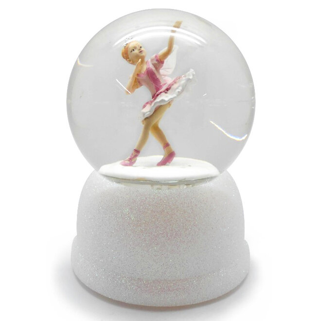 Sneeuwbol Gevleugelde Ballerina op Witte Basis + LED