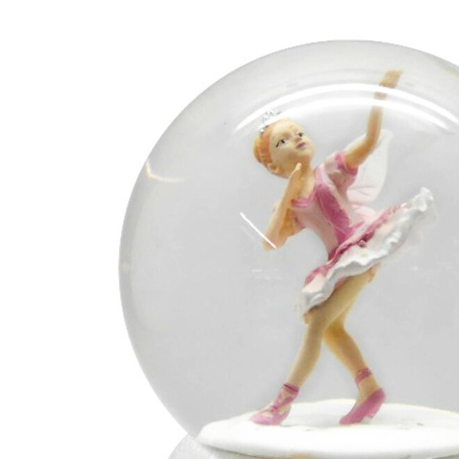 Sneeuwbol Gevleugelde Ballerina op Witte Basis + LED