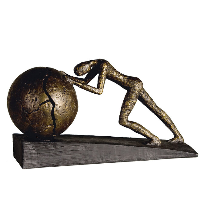 Figuur 'Heavy Ball', polyresin, antique bronze finish, L39cm