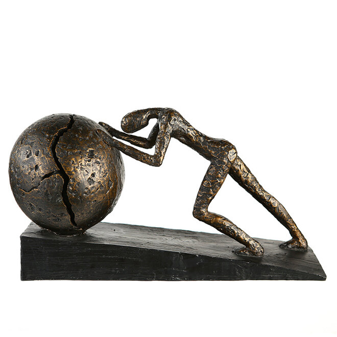 Figuur 'Heavy Ball', polyresin, antique bronze finish, L39cm